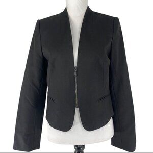 Anne Klein NWT Black Collarless Long‎ Sleeve Career Minimalist Blazer 8/C38